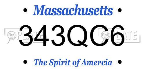 343QC6 Massachusetts License Plate