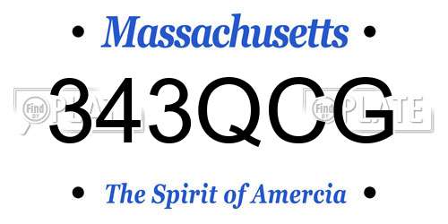 343QCG Massachusetts License Plate