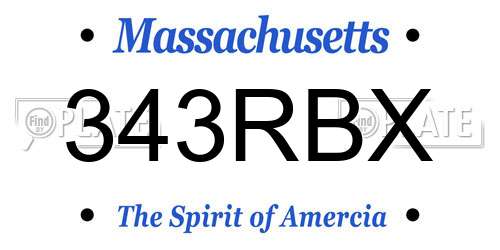 343RBX Massachusetts License Plate