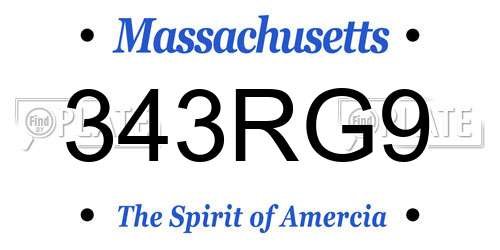 343RG9 Massachusetts License Plate