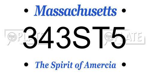 343ST5 Massachusetts License Plate