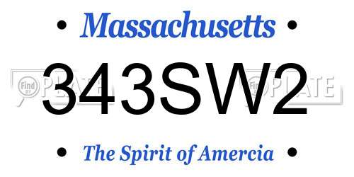 343SW2 Massachusetts License Plate