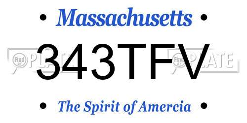 343TFV Massachusetts License Plate