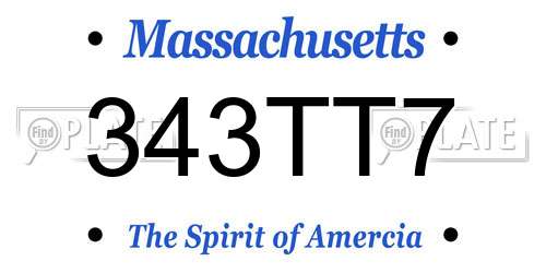 343TT7 Massachusetts License Plate