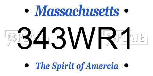343WR1 Massachusetts License Plate