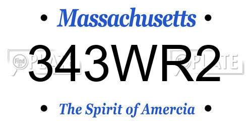343WR2 Massachusetts License Plate