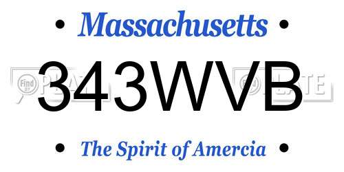 343WVB Massachusetts License Plate
