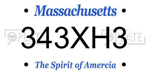 343XH3 Massachusetts License Plate