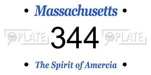 344 Massachusetts License Plate