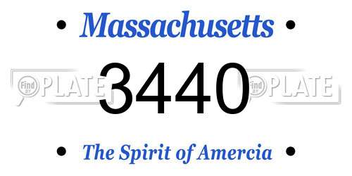 3440 Massachusetts License Plate
