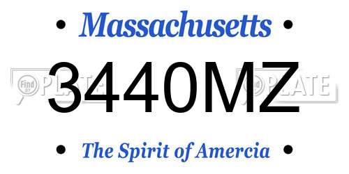 3440MZ Massachusetts License Plate