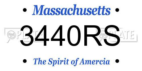 3440RS Massachusetts License Plate