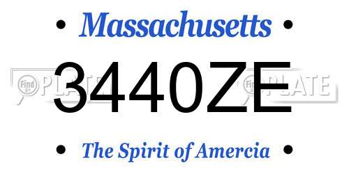 3440ZE Massachusetts License Plate