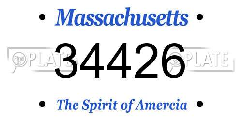 34426 Massachusetts License Plate
