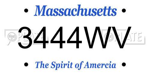 3444WV Massachusetts License Plate