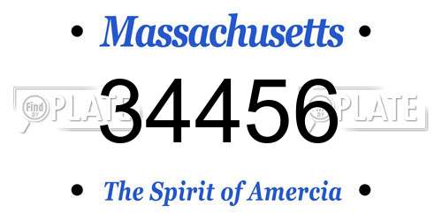 34456 Massachusetts License Plate