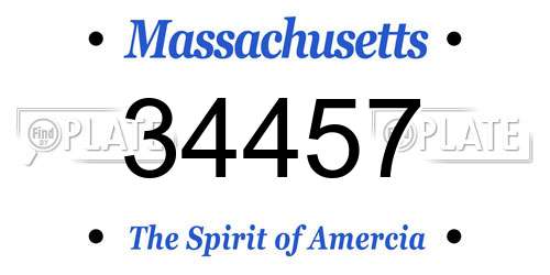 34457 Massachusetts License Plate