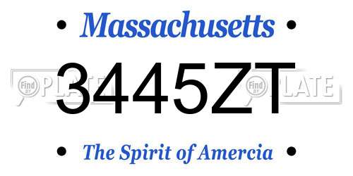 3445ZT Massachusetts License Plate