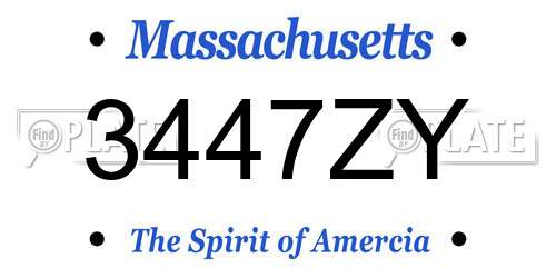 3447ZY Massachusetts License Plate