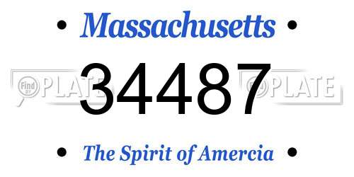 34487 Massachusetts License Plate