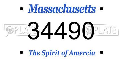 34490 Massachusetts License Plate
