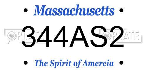 344AS2 Massachusetts License Plate