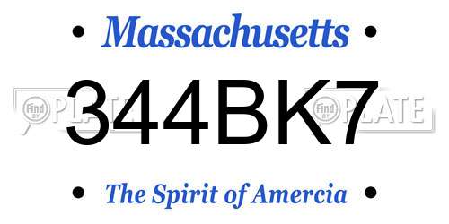 344BK7 Massachusetts License Plate