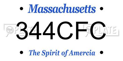 344CFC Massachusetts License Plate