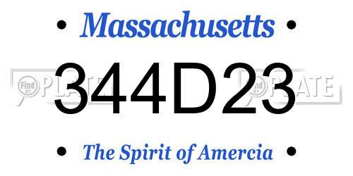 344D23 Massachusetts License Plate