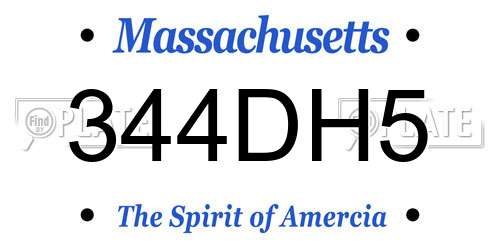 344DH5 Massachusetts License Plate
