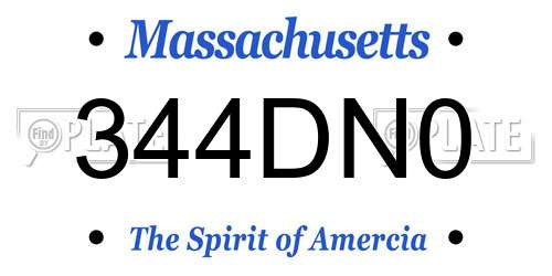 344DN0 Massachusetts License Plate