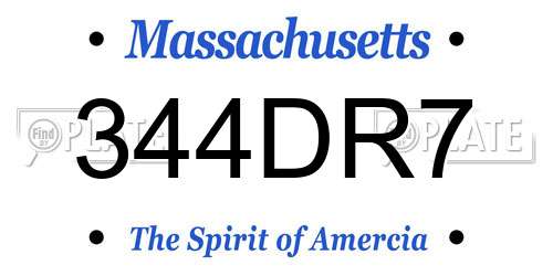 344DR7 Massachusetts License Plate
