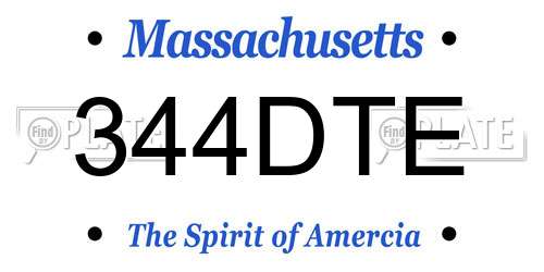 344DTE Massachusetts License Plate