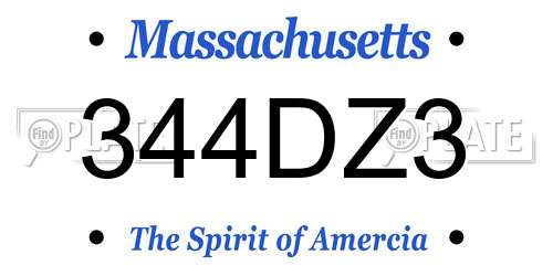 344DZ3 Massachusetts License Plate
