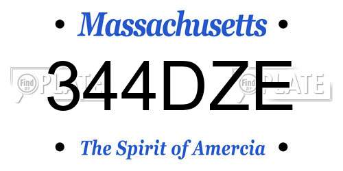 344DZE Massachusetts License Plate
