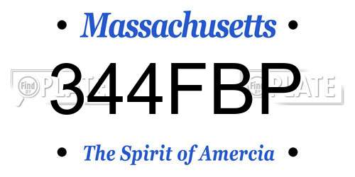 344FBP Massachusetts License Plate