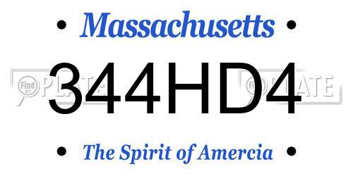 344HD4 Massachusetts License Plate
