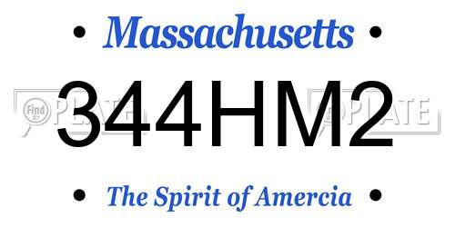 344HM2 Massachusetts License Plate
