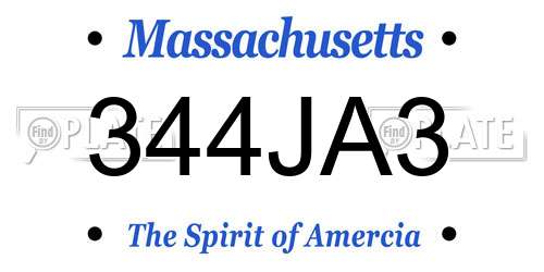 344JA3 Massachusetts License Plate