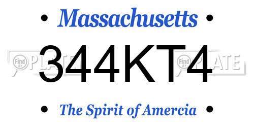 344KT4 Massachusetts License Plate