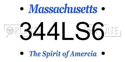 344LS6 Massachusetts License Plate
