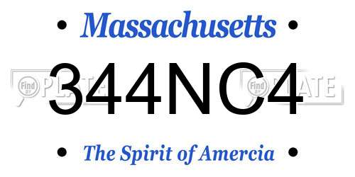 344NC4 Massachusetts License Plate