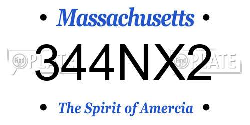 344NX2 Massachusetts License Plate