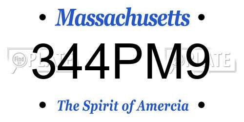 344PM9 Massachusetts License Plate