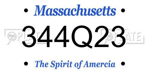 344Q23 Massachusetts License Plate