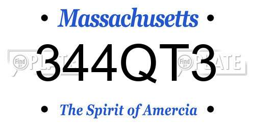 344QT3 Massachusetts License Plate