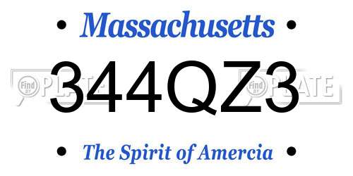 344QZ3 Massachusetts License Plate