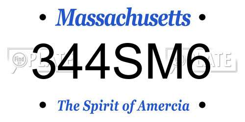 344SM6 Massachusetts License Plate