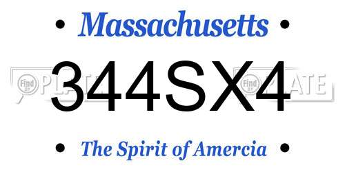 344SX4 Massachusetts License Plate