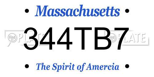 344TB7 Massachusetts License Plate